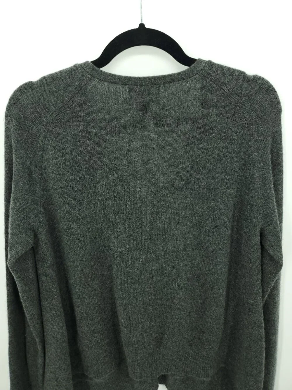 Sutton Studio Dark Gray 100% Cashmere V-Neck Cardigan Sweater Size L
